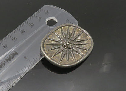 925 Sterling Silver  Vintage Dark Tone Shining Sun Motif Brooch Pin  BP8727