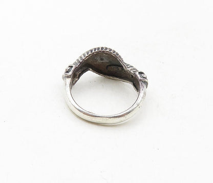 925 Sterling Silver  Vintage Dark Tone Twist Bypass Band Ring Sz 7.5  RG9234