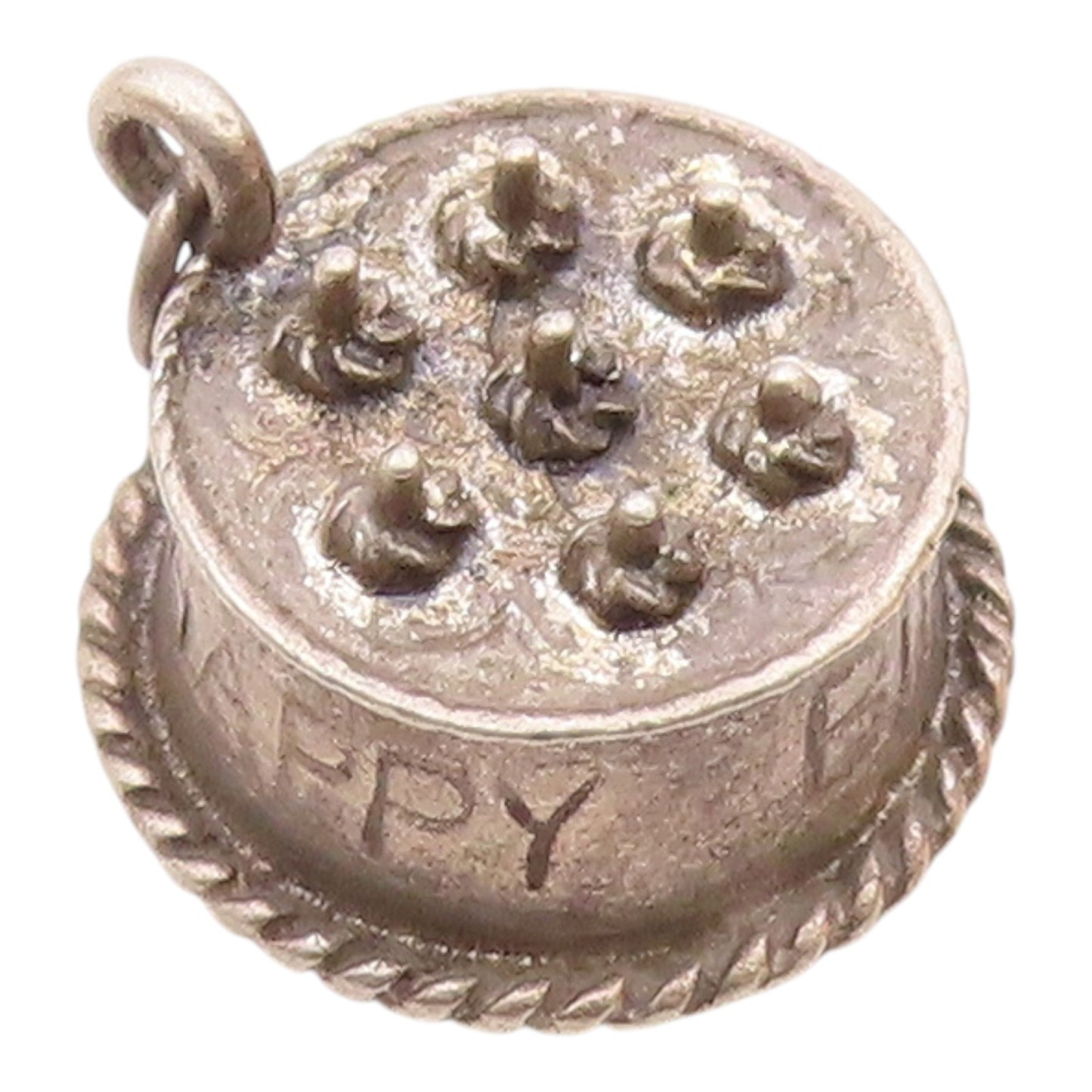 DANECRAFT 925 Sterling Silver  Vintage Happy Birthday Cake Pendant  PT17721