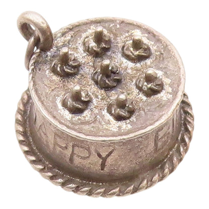 DANECRAFT 925 Sterling Silver  Vintage Happy Birthday Cake Pendant  PT17721