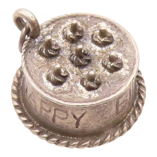 DANECRAFT 925 Sterling Silver  Vintage Happy Birthday Cake Pendant  PT17721