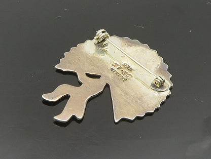 MEXICO 925 Silver  Vintage Enamel Dancing Aztec Warrior Brooch Pin  BP9409