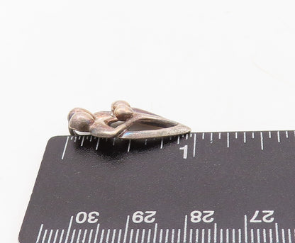 925 Sterling Silver Vintage Pendant Dark Tone Happy Community Cutout  PT23617