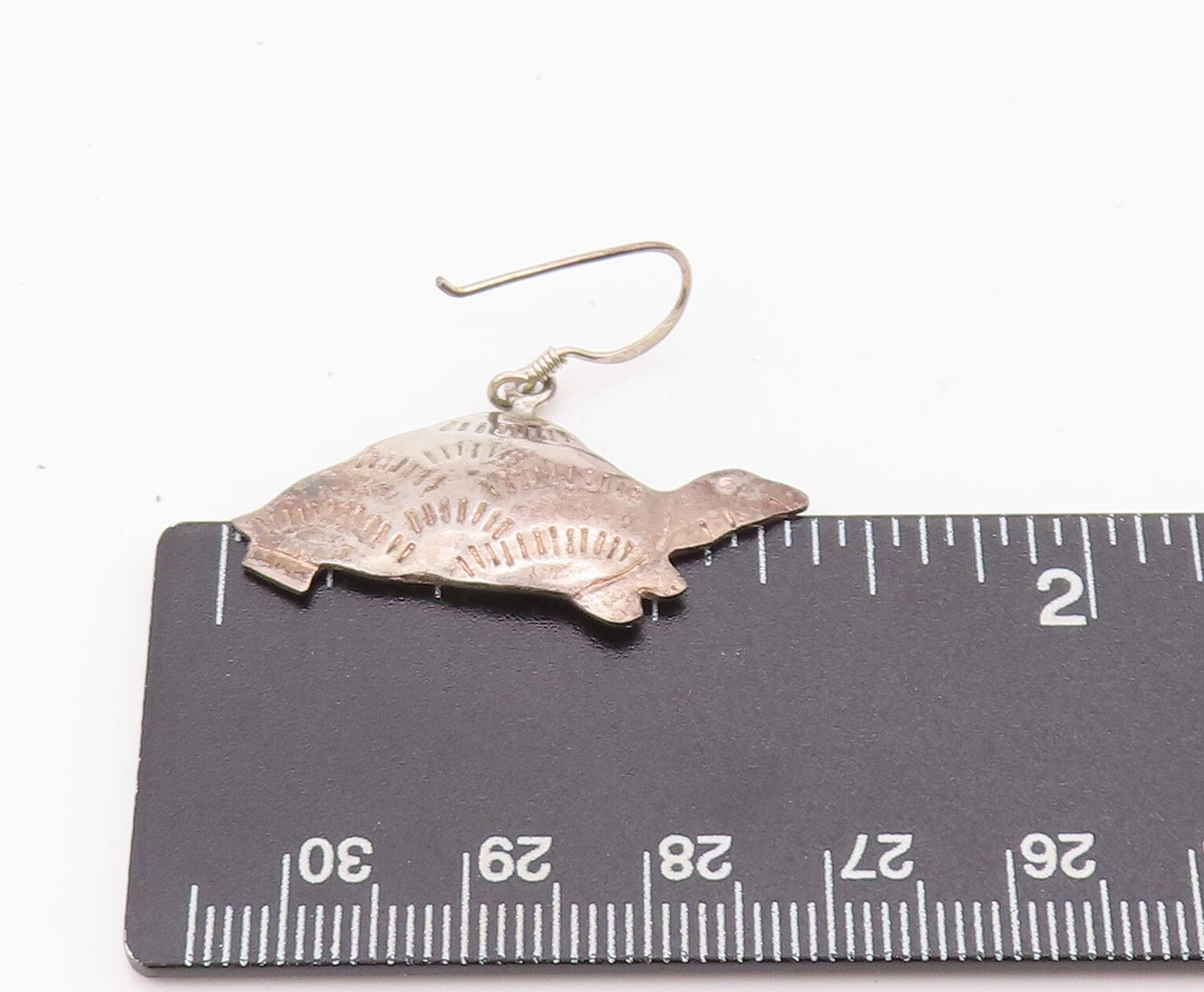 925 Sterling Silver Vintage Earrings Minimalist Etched Walking Turtle  EG12820