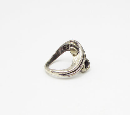 925 Sterling Silver  Vintage Dark Tone Ribbon Knot Band Ring Sz 6.5  RG3101