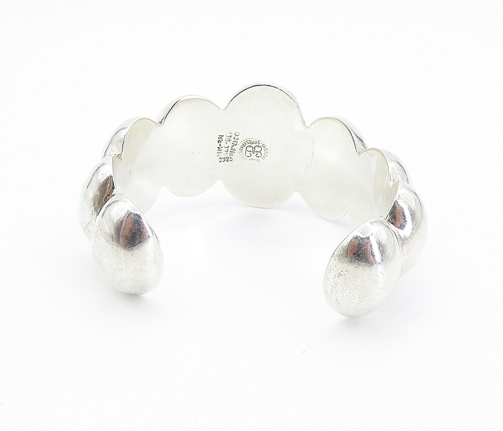 LOS BALLESTEROS 925 Silver Vintage Shiny Hollow Fluted Cuff Bracelet  BT3567
