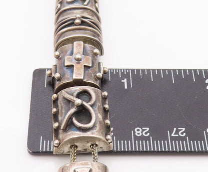 925 Sterling Silver Vintage Bracelet DEBORAH ARMSTRONG Dark Tone Carved  BT11100