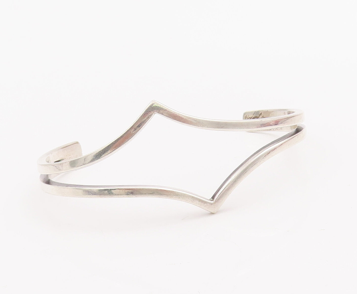 925 Sterling Silver Vintage Bracelet Minimalist Cutout Modernist Cuff  BT10324