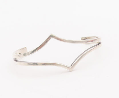 925 Sterling Silver Vintage Bracelet Minimalist Cutout Modernist Cuff  BT10324