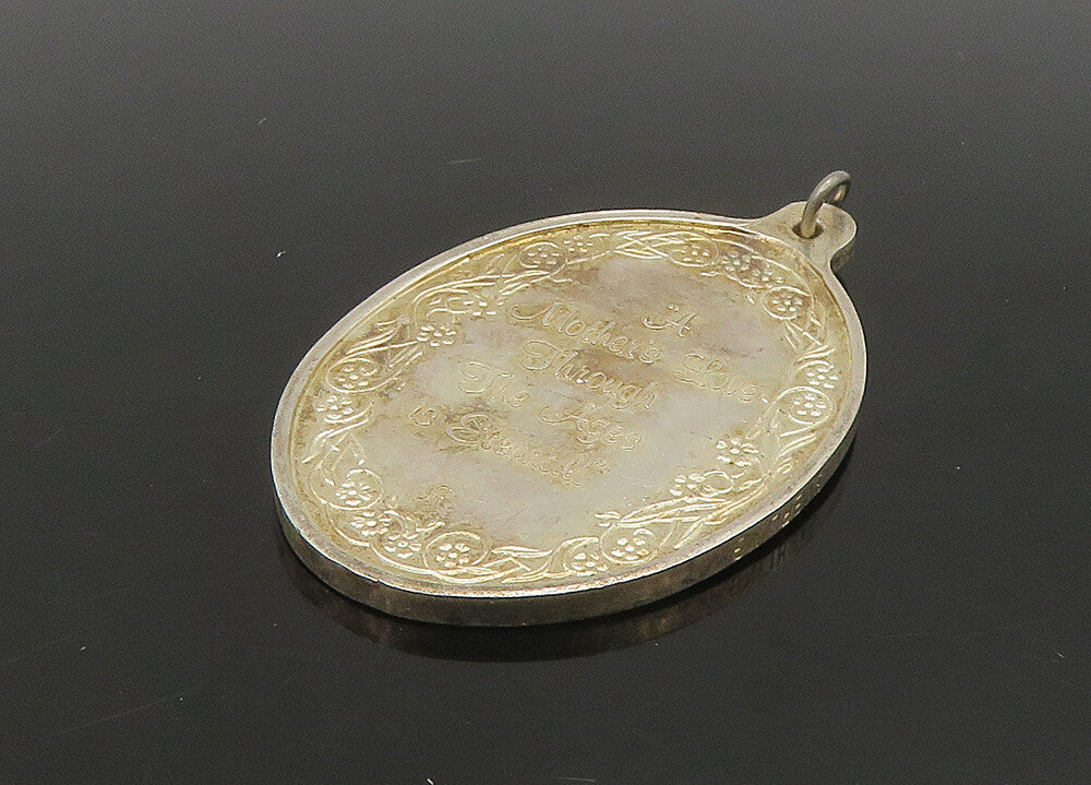 925 Sterling Silver  Vintage Mother's Eternal Love Quote Pendant  PT18942