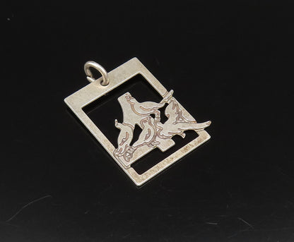 925 Sterling Silver  Vintage Branch Of Garden Birds Cutout Pendant  PT21585