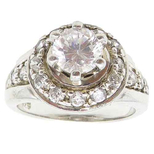 925 Sterling Silver  Sparkling Cubic Zirconia Dome Band Ring Sz 6  RG17367