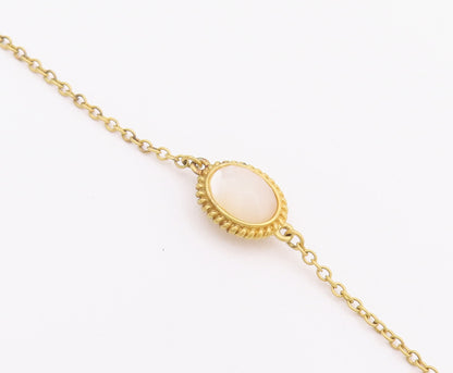 925 Sterling Silver Vintage Necklace Designer Gold Plated Oval Abalone  NE4232