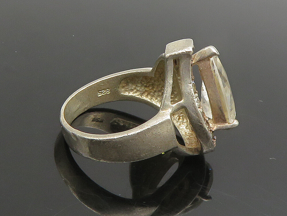 925 Silver  Vintage Pear Shaped Cubic Zirconia Half Halo Ring Sz 7.5  RG25165