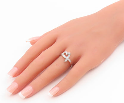 925 Sterling Silver Vintage Ring Classic Topaz Love Heart Band  Sz 9  RG35981