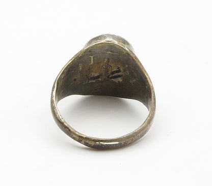 NAVAJO 925 Silver Vintage Cabochon Black Onyx Cocktail Ring  Sz 11  RG15273