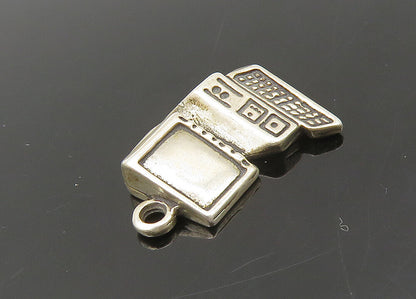 925 Sterling Silver  Vintage Desk Top Computer Petite Pendant  PT17974