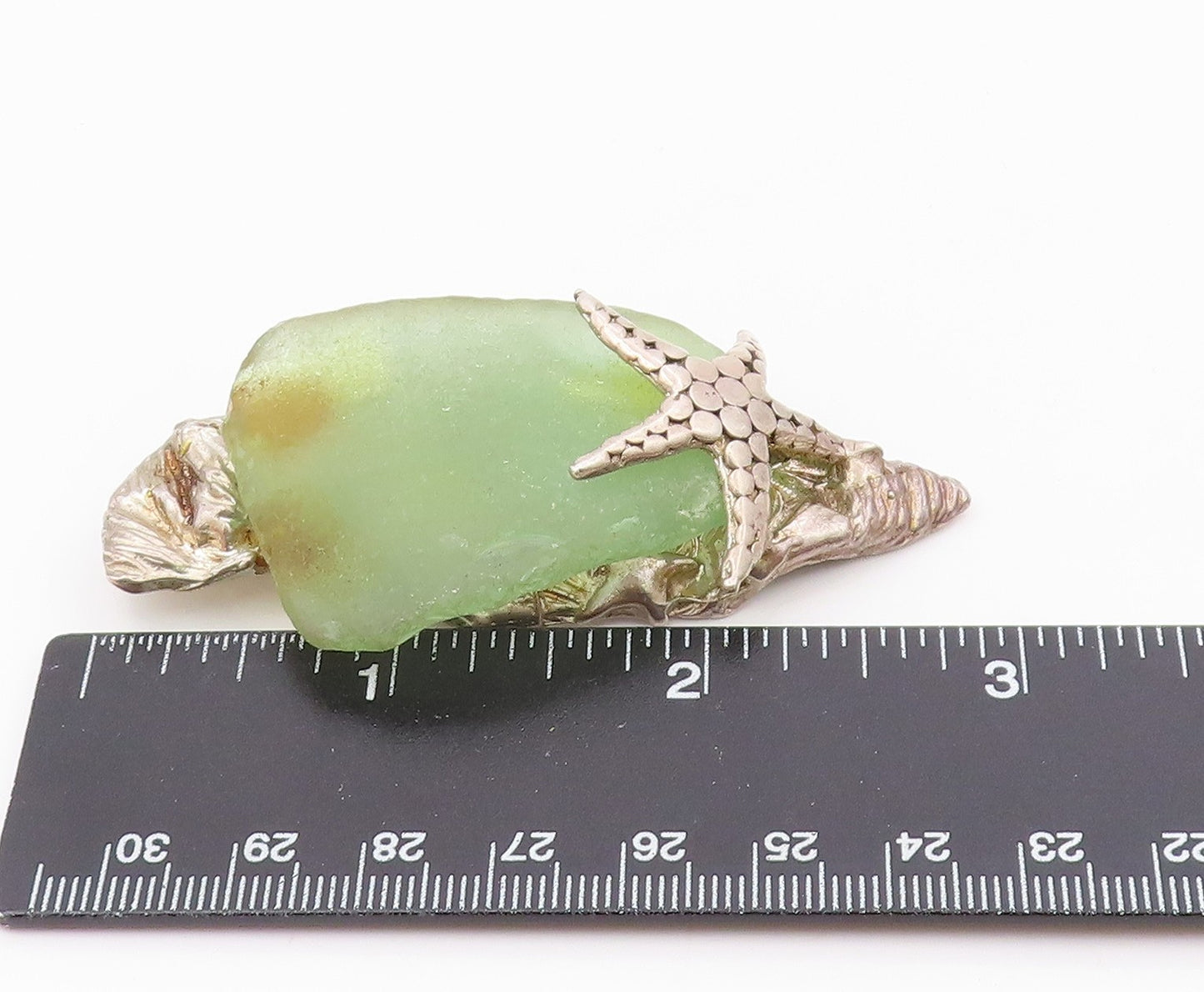 DESIGNER 925 Silver  Vintage Green Stone Starfish Heavy Large Pendant  PT16294