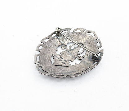 SIAM 925 Sterling Silver  Vintage Niello Dancer Open Design Brooch Pin  BP1968
