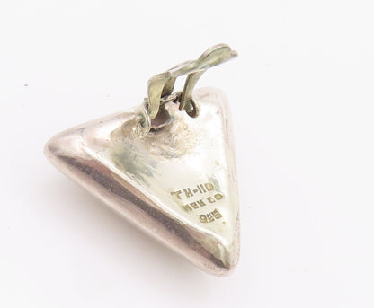 925 Sterling Silver Earrings MEXICO Minimalist Puffed Clip Back Triangle EG12840