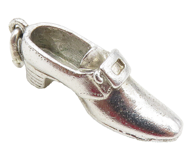 925 Sterling Silver  Vintage Shiny Smooth Shoe Motif Drop Pendant  PT7366