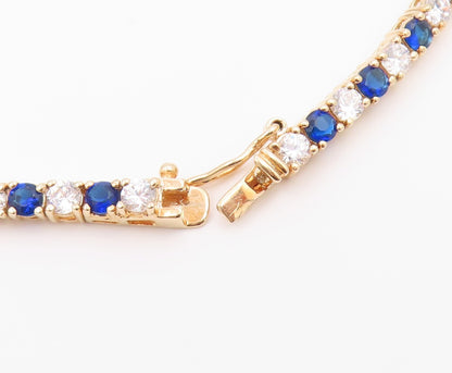 ROSS SIMON 925 Silver  Cubic Zirconia & Blue Topaz Chain Bracelet  BT5931