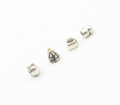 PANDORA 925 Silver  Shiny Heart Frog Xmas Tree & Purse Bead Charms  TR2178
