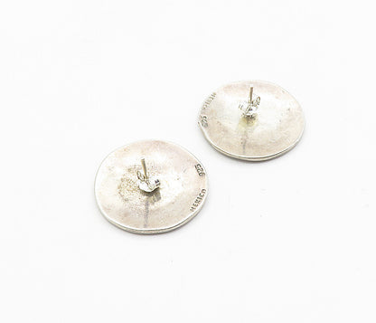 MEXICO 925 Silver  Vintage Inlaid Abalone Shell Round Drop Earrings  EG4588