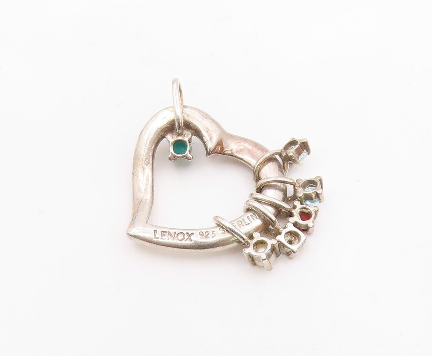 LENOX 925 Silver  Vintage Petite Pearl Turquoise & Topaz Heart Pendant PT17586