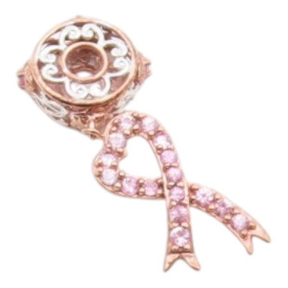 925 Sterling Silver Vintage Pink Topaz Rose Gold Plated Ribbon Pendant PT18416