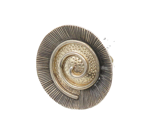 925 Sterling Silver  Vintage Shiny Etched Spiral Statement Ring Sz 8  RG19727