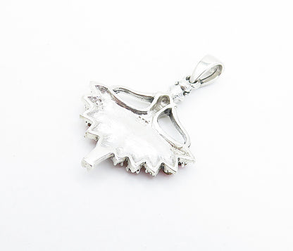 925 Sterling Silver  Red Coral & Marcasite Ballet Dancer Motif Pendant  PT5928