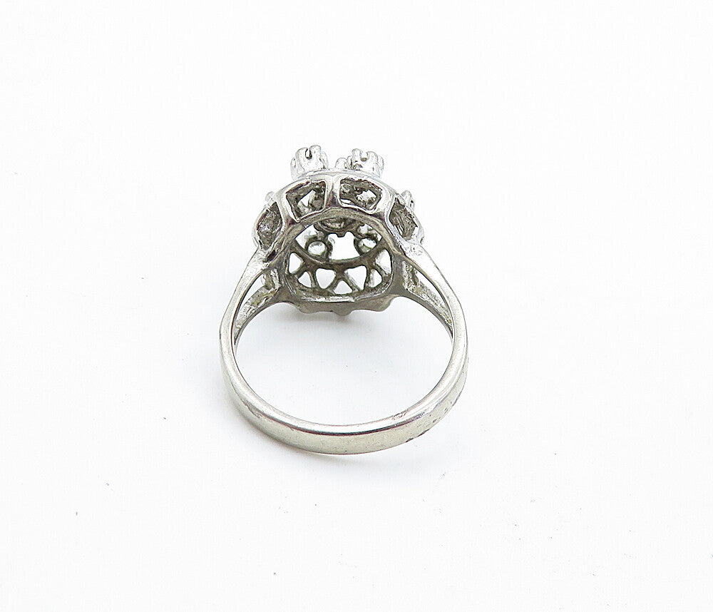 UNCAS 925 Sterling Silver  Vintage Petite Topaz Cocktail Ring Sz 4.5  RG7065