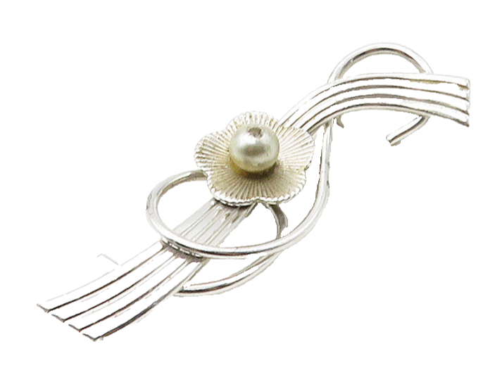 VAN DELL 925 Sterling Silver  Vintage Shiny Flower Swirl Brooch Pin  BP6533