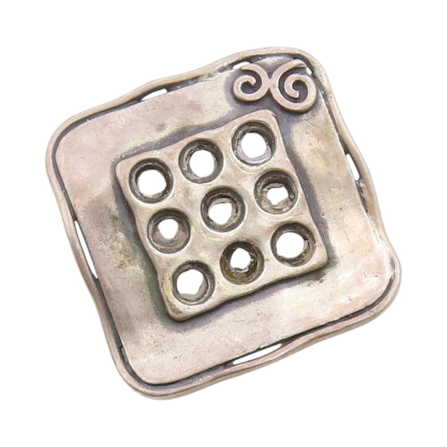 925 Sterling Silver Vintage Pendant Etched Geometric Cut Out Design  PT24822