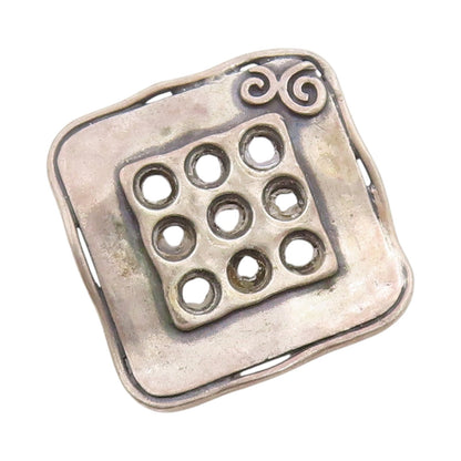 925 Sterling Silver Vintage Pendant Etched Geometric Cut Out Design  PT24822