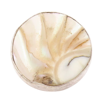925 Sterling Silver Vintage Ring Designer Sea Shell Disk  Sz 9  RG33199