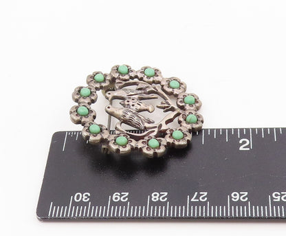 925 Sterling Silver Vintage Brooch Pin MEXICO Turquoise Lovebirds Flower BP12229