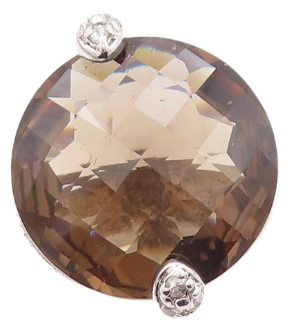 925 Sterling Silver Vintage Ring Designer Round Smoky Quartz Topaz Sz 7  RG29315