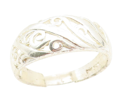 925 Sterling Silver Vintage Ring Modernist Open Scrollwork Dome  Sz 8  RG34563