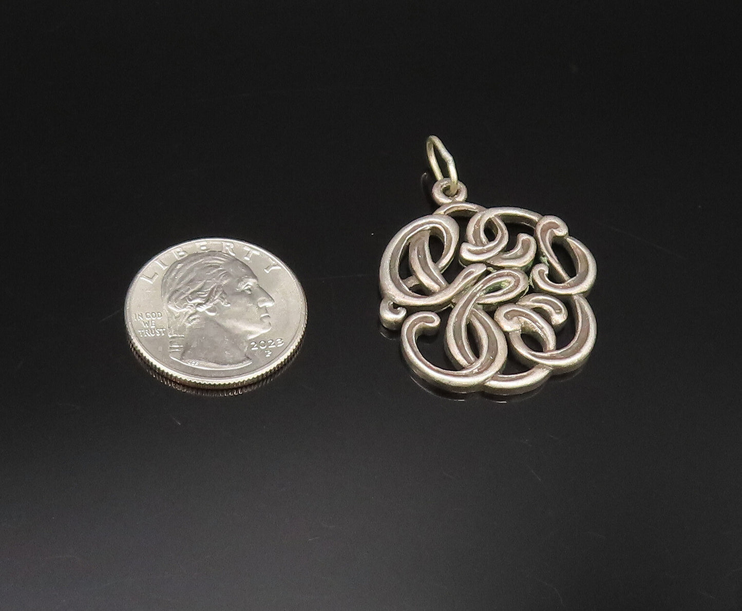 925 Sterling Silver  Vintage Knotted Abstract Cutout Pendant  PT21699