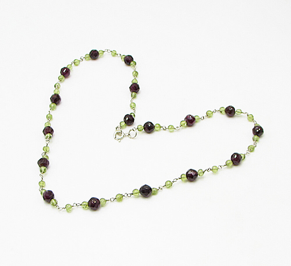 925 Sterling Silver  Beaded Chain Necklace  PT2014