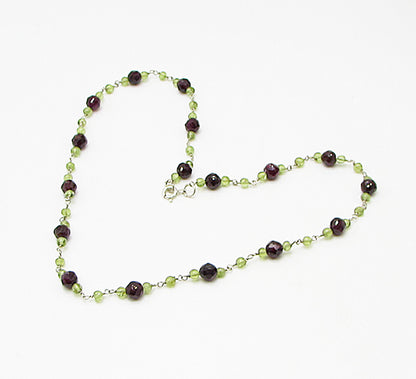 925 Sterling Silver  Beaded Chain Necklace  PT2014