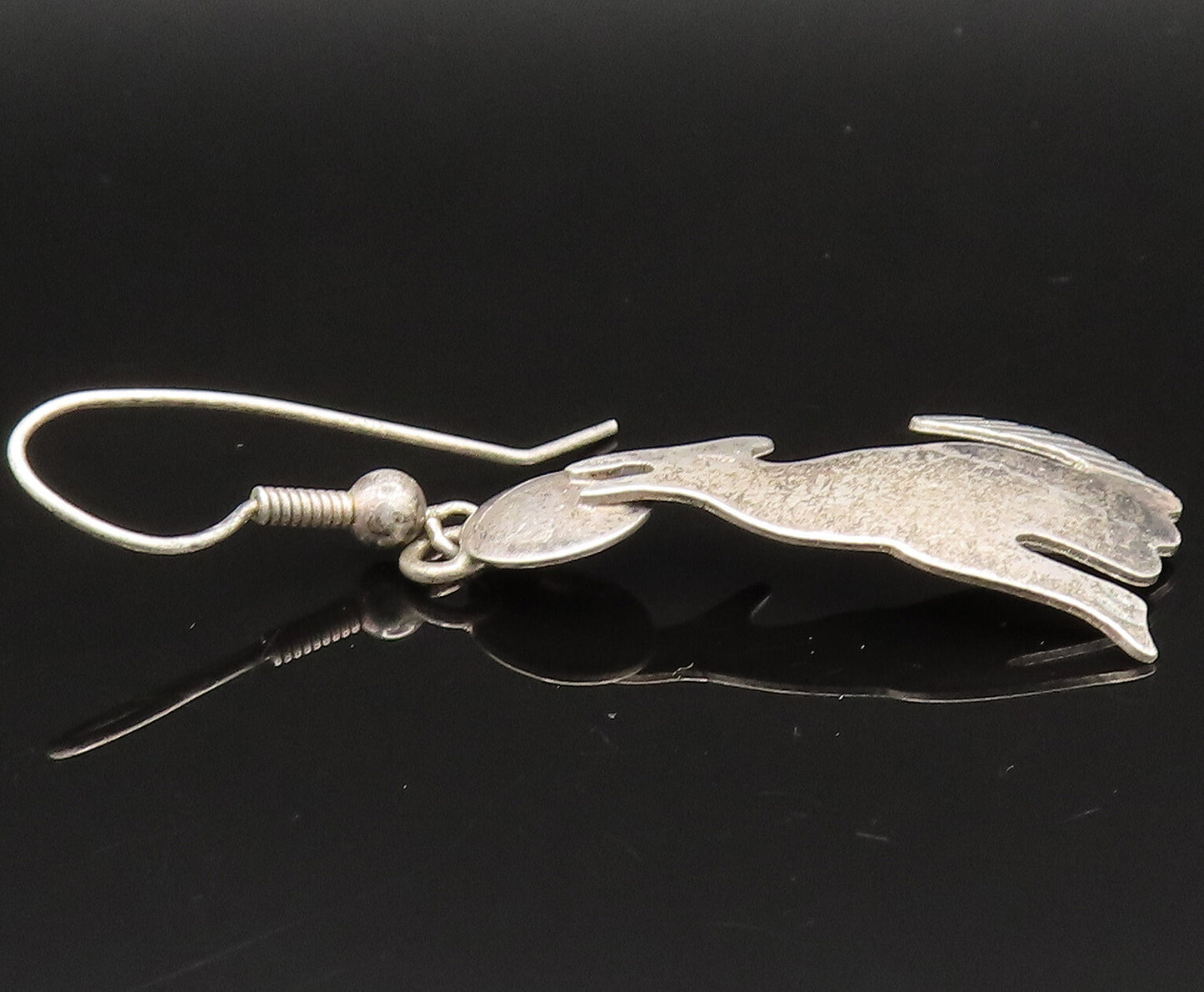 F. RAMONE NAVAJO 925 Silver  Vintage Howling Wolf & Moon Earrings  EG11904