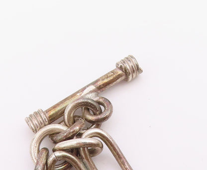 925 Sterling Silver Vintage Bracelet Triple Strand Open Loop Chain  BT12218