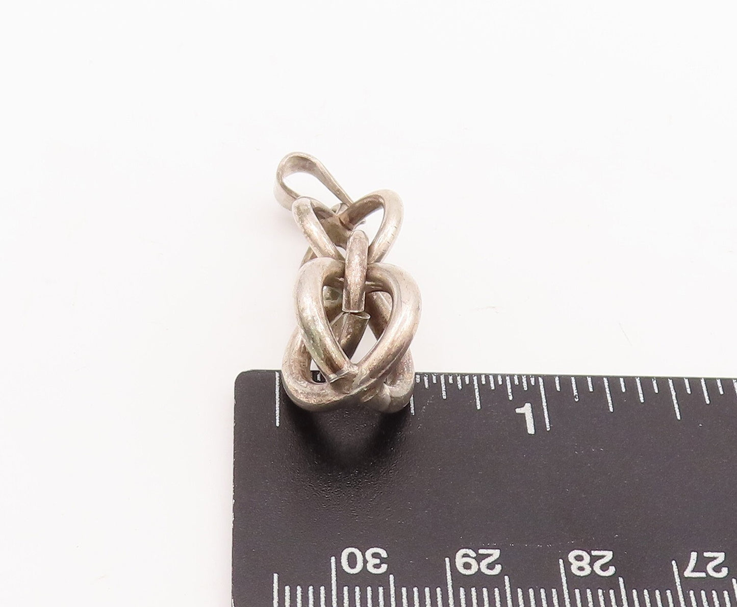925 Sterling Silver Vintage Pendant Solid Interlocked Cutout Rings PT23429