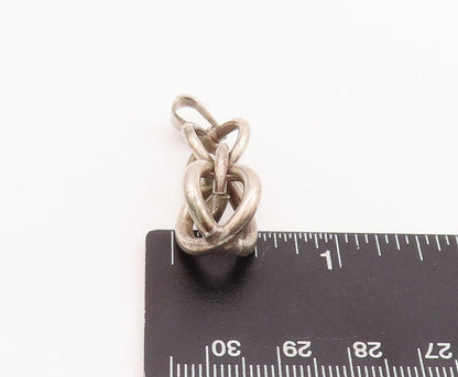 925 Sterling Silver Vintage Pendant Solid Interlocked Cutout Rings PT23429