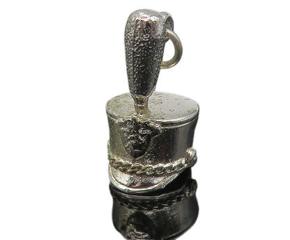 925 Sterling Silver  Vintage Shiny Petite Police Hat Drop Pendant  PT9363
