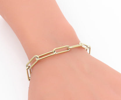 925 Sterling Silver Vintage Bracelet Gold Plated Classic Paperclip Link  BT11827