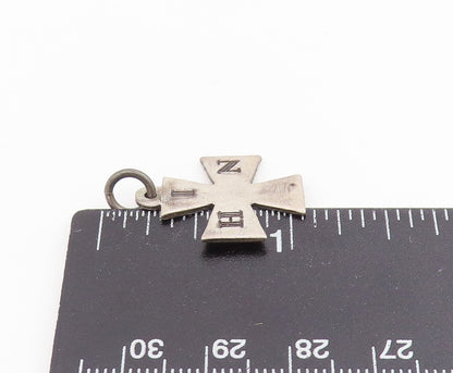 925 Sterling Silver Vintage Pendant 1866 Antique Maltese Religious Cross PT25599